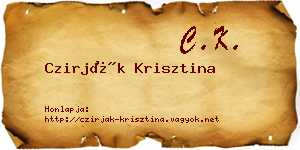 Czirják Krisztina névjegykártya